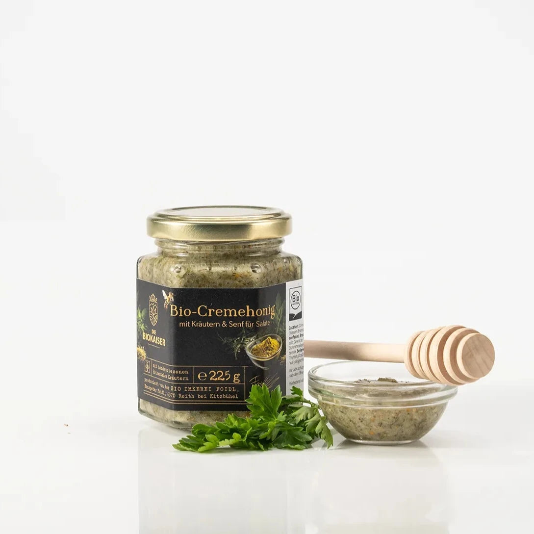 Bio Cremehonig mit Kräuter & Senf für Salate
