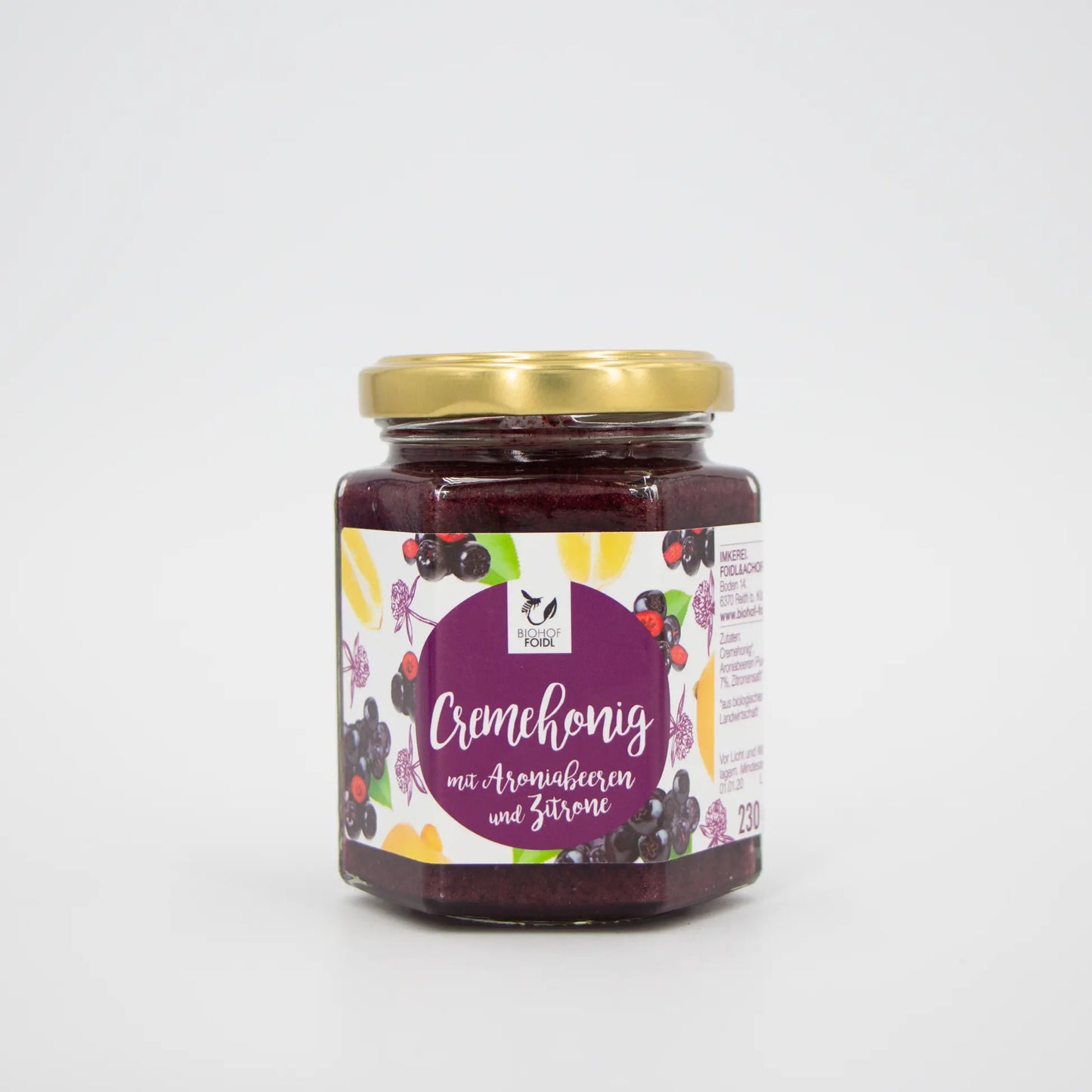 Cremehonig mit Aroniabeeren und Zitrone