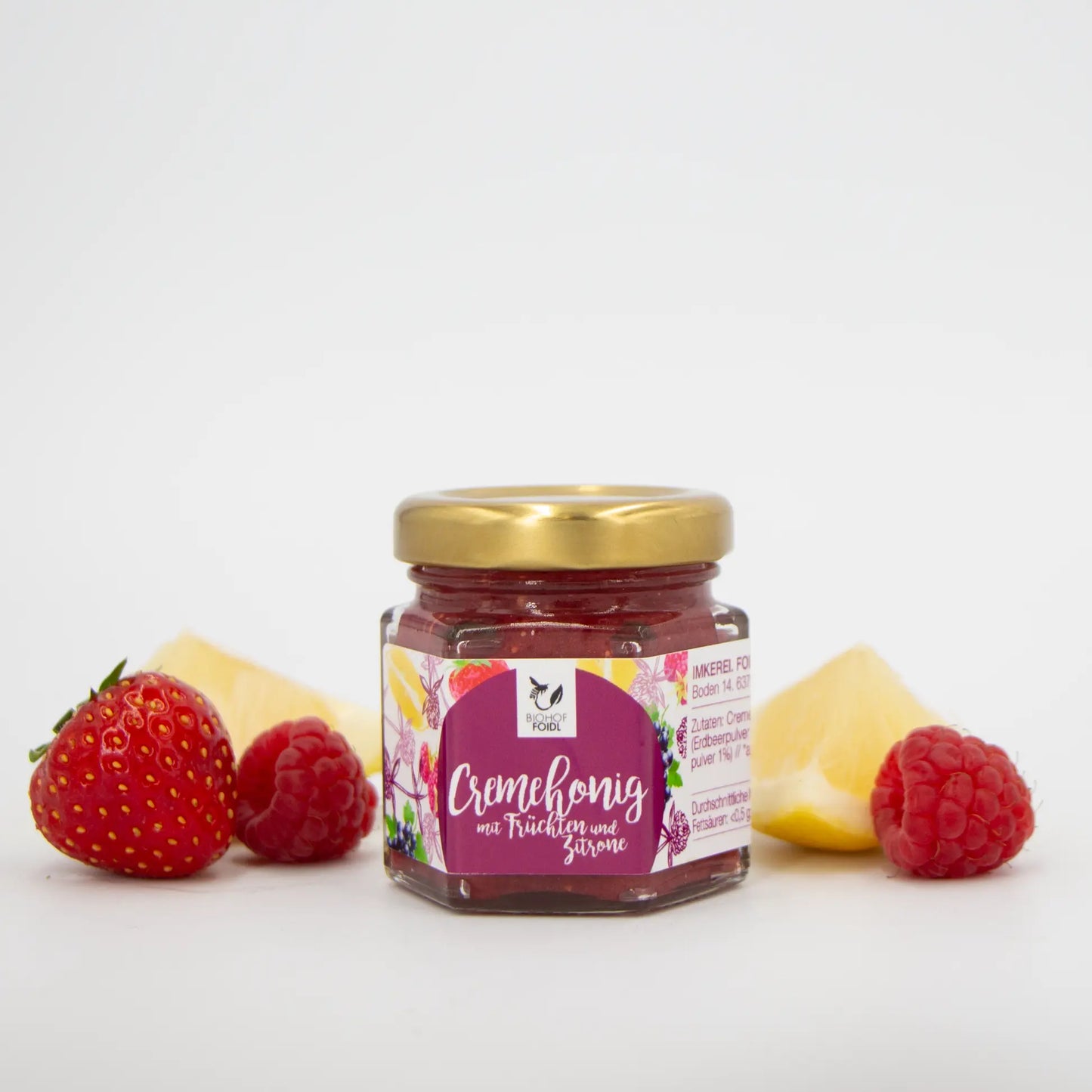 Cremehonig mit Früchten und Zitrone