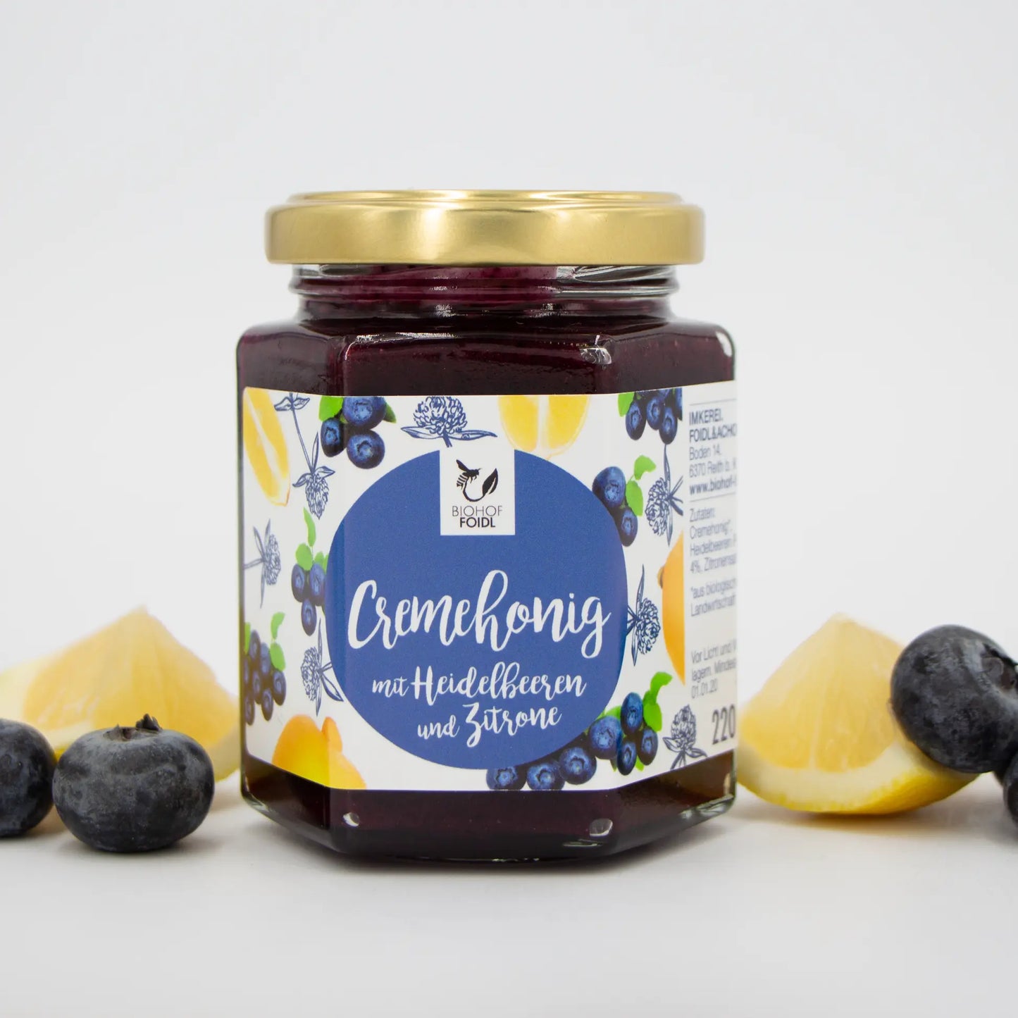 Cremehonig mit Moosbeeren uns Zitrone