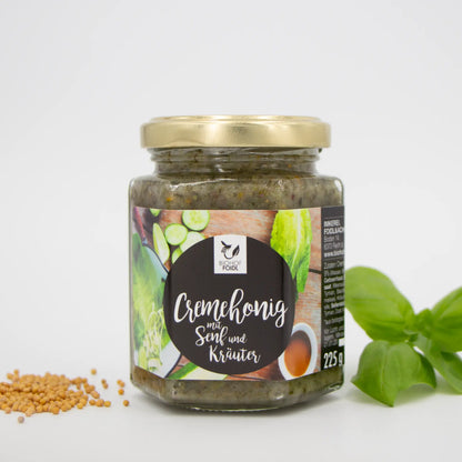 Cremehonig mit Senf und Kräuter
