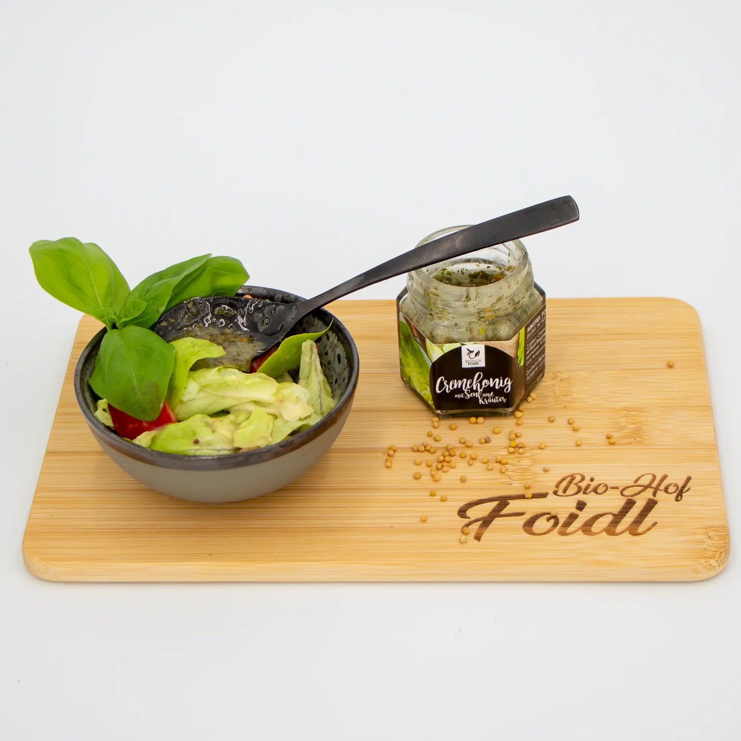 Cremehonig mit Senf und Kräuter